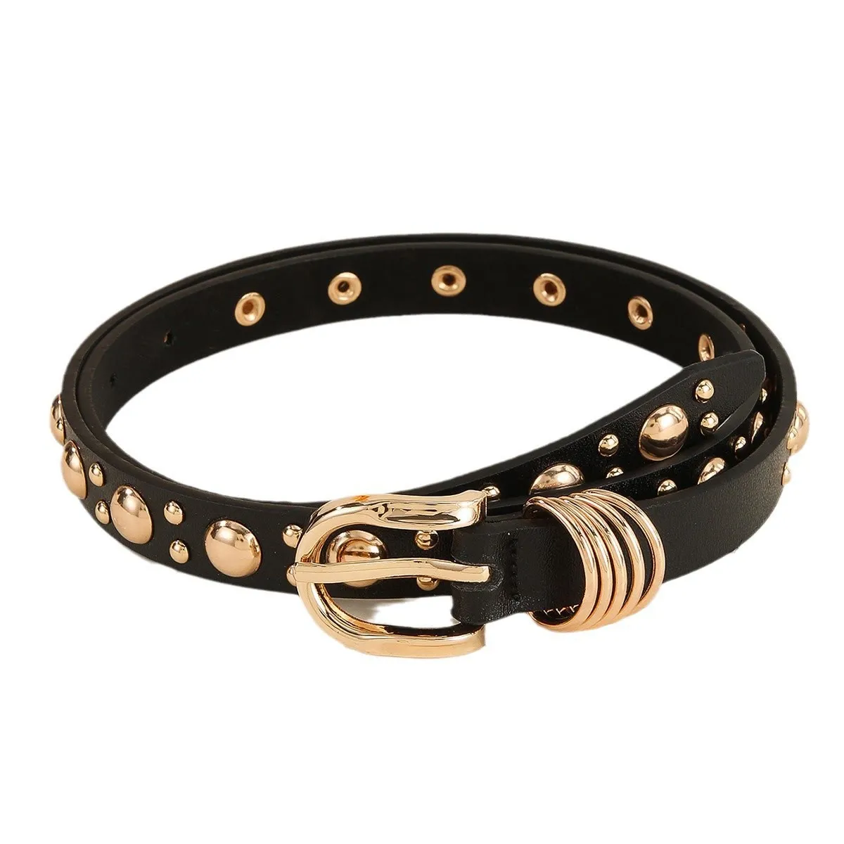 Women's Punk Style Gold Mushroom Rivet Leather Belt sold by FloralTrip product image thumbnail 5