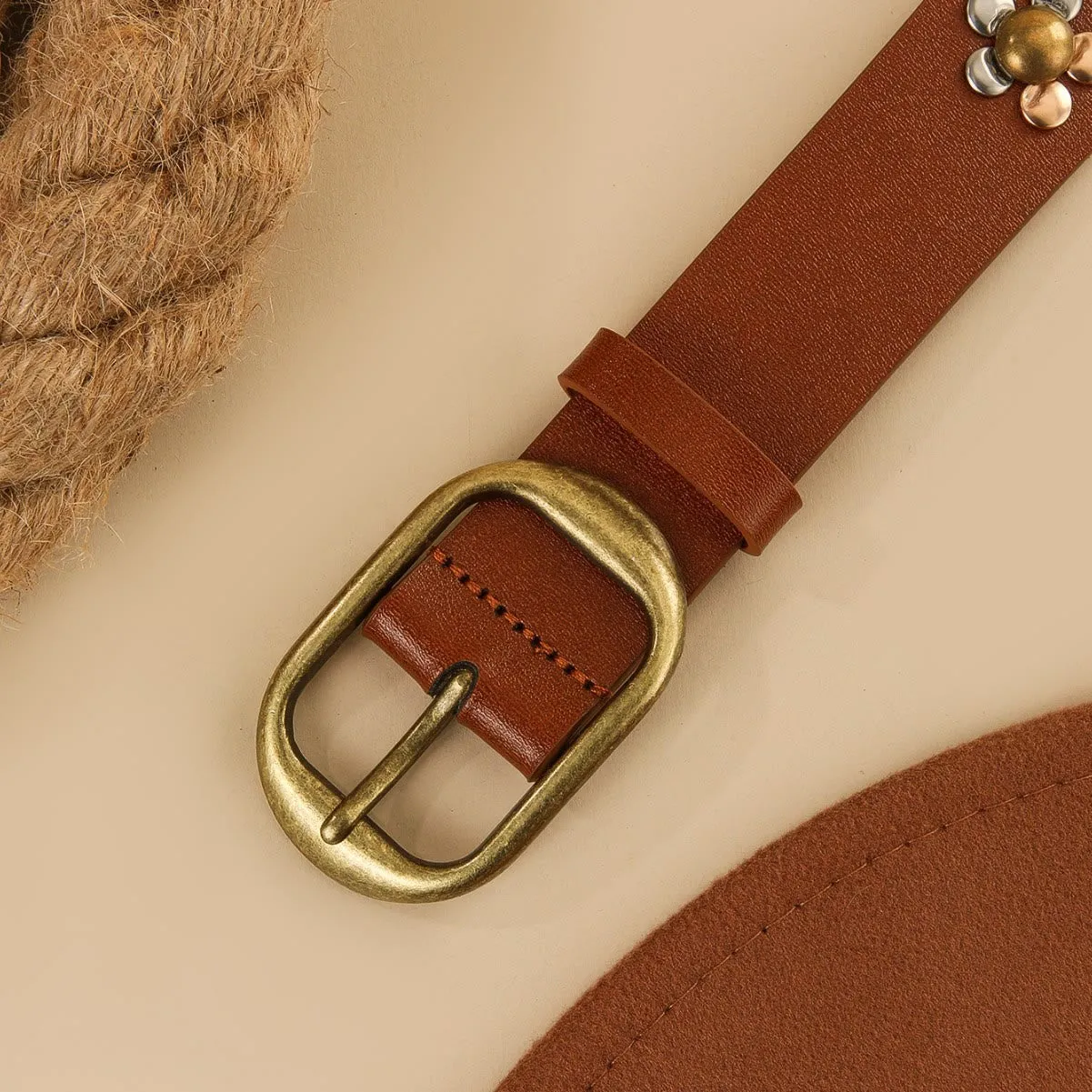 Women's Punk Floral Rivets Leather Belt sold by FloralTrip product image thumbnail 4