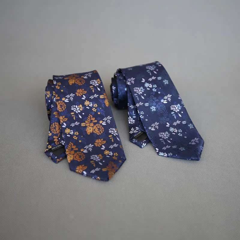Men's Dark Background Colorful Flowers Polyester Necktie sold by FloralTrip