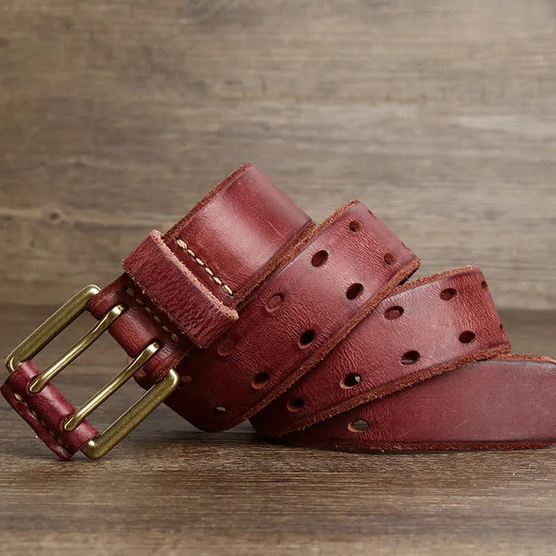 Double Prong Buckle Western 2 Holes Leather Belt sold by FloralTrip product image thumbnail 2