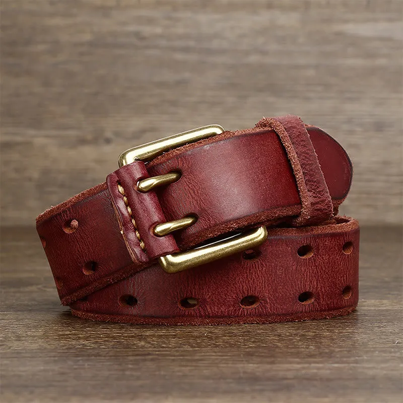 Double Prong Buckle Western 2 Holes Leather Belt sold by FloralTrip