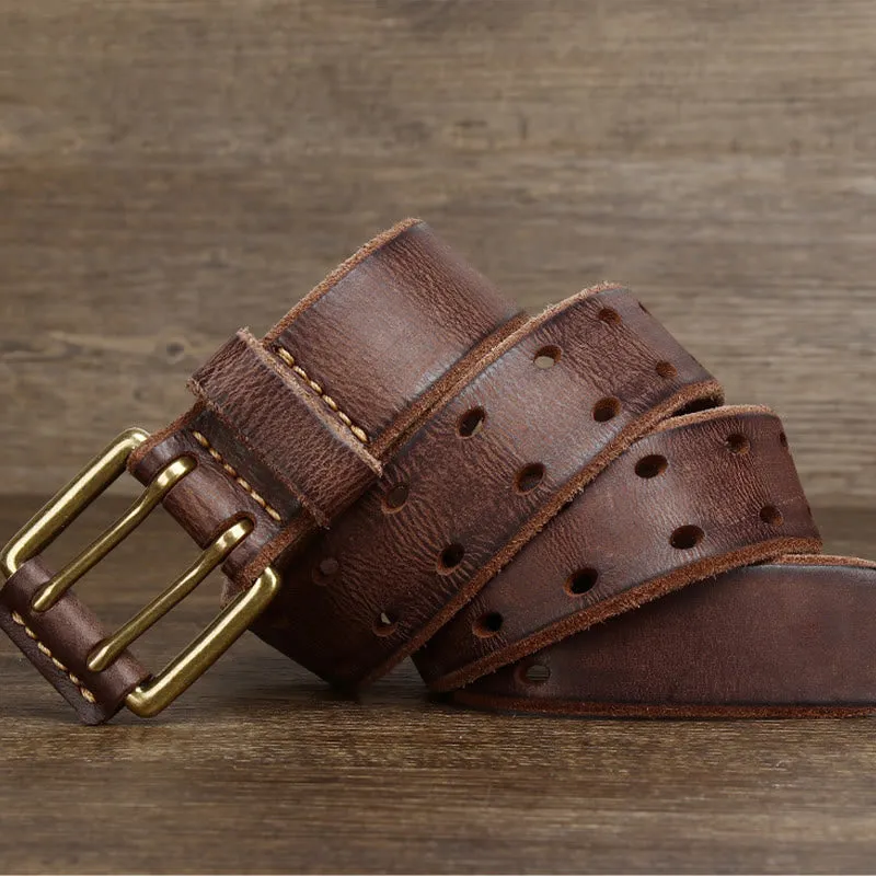 Double Prong Buckle Western 2 Holes Leather Belt sold by FloralTrip product image thumbnail 3