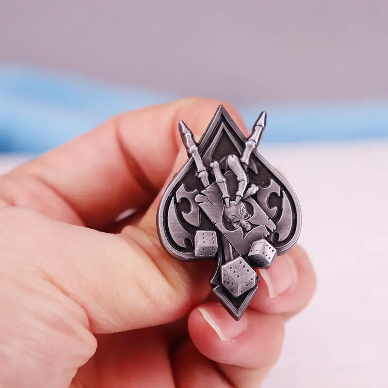 Ace Spades Skull Skeleton Devil Hand Horns Brooch sold by FloralTrip