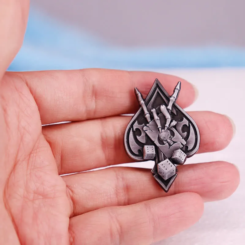 Ace Spades Skull Skeleton Devil Hand Horns Brooch sold by FloralTrip product image thumbnail 3
