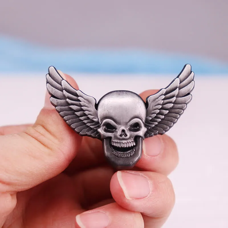 Winged Demonic Laughing Skull Head Brooch sold by FloralTrip
