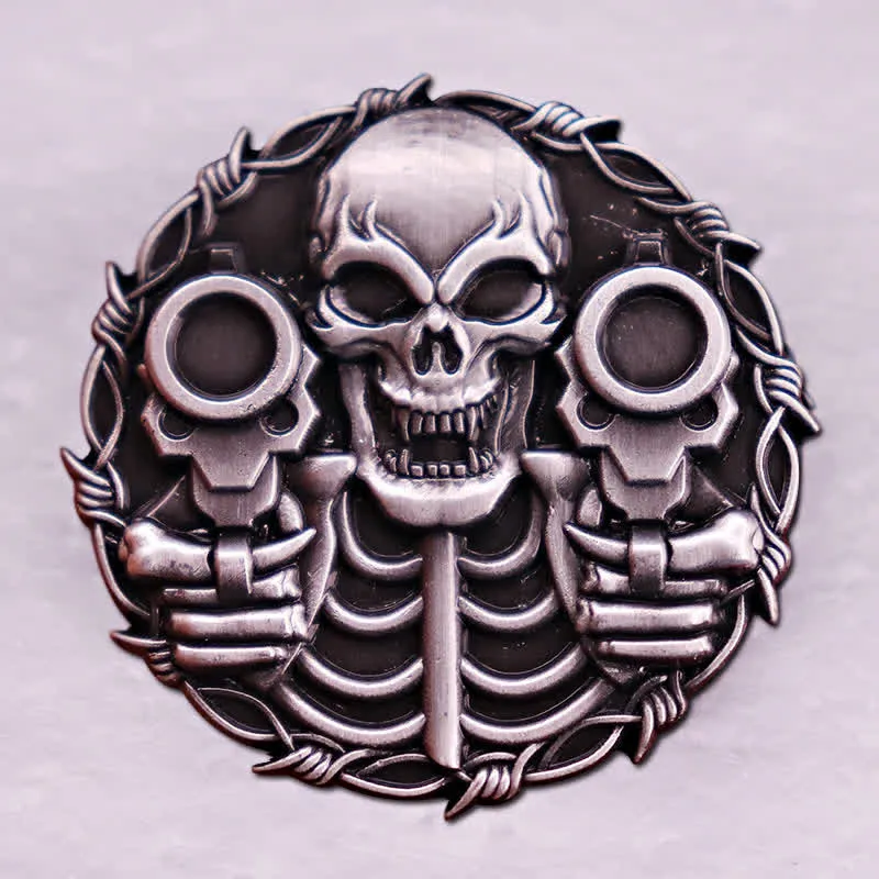 Cool Double Gun Design Skull Retro Motorcycle Brooch sold by FloralTrip product image thumbnail 2