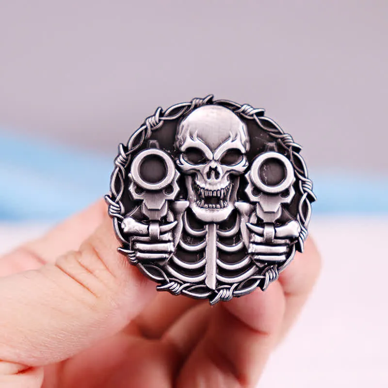 Cool Double Gun Design Skull Retro Motorcycle Brooch sold by FloralTrip