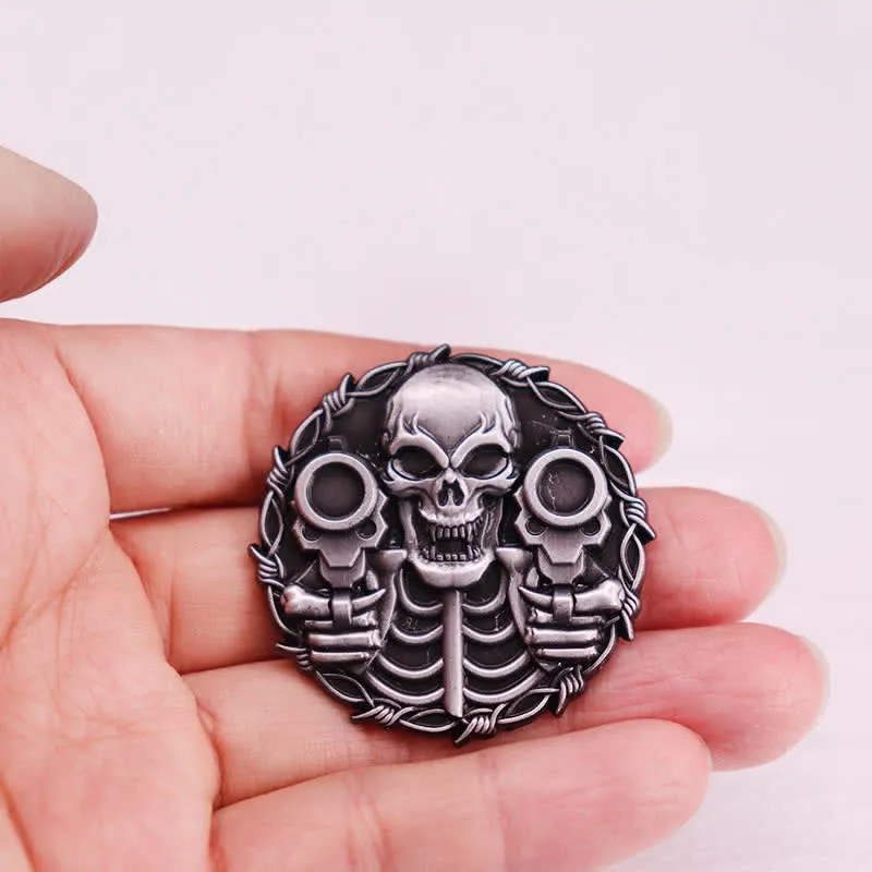 Cool Double Gun Design Skull Retro Motorcycle Brooch sold by FloralTrip product image thumbnail 3