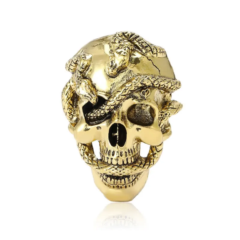 Pirate Gothic Skull Head & Surrounding Snake Brooch sold by FloralTrip