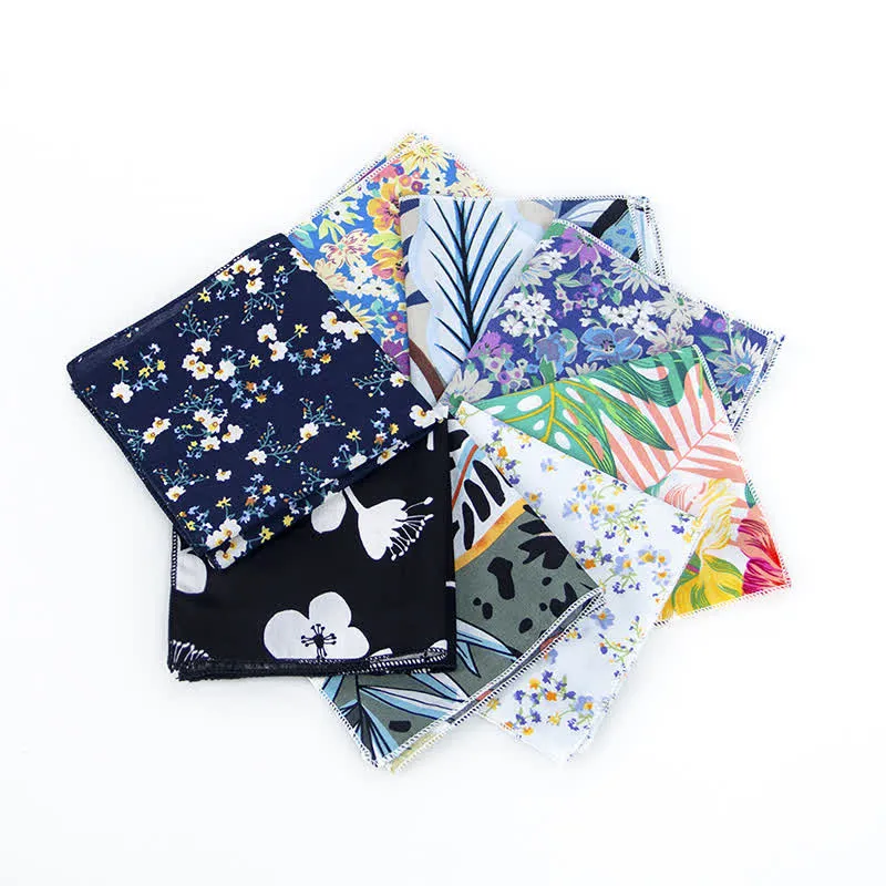Men's Fresh Floral Patterns Cotton Pocket Square made by FloralTrip