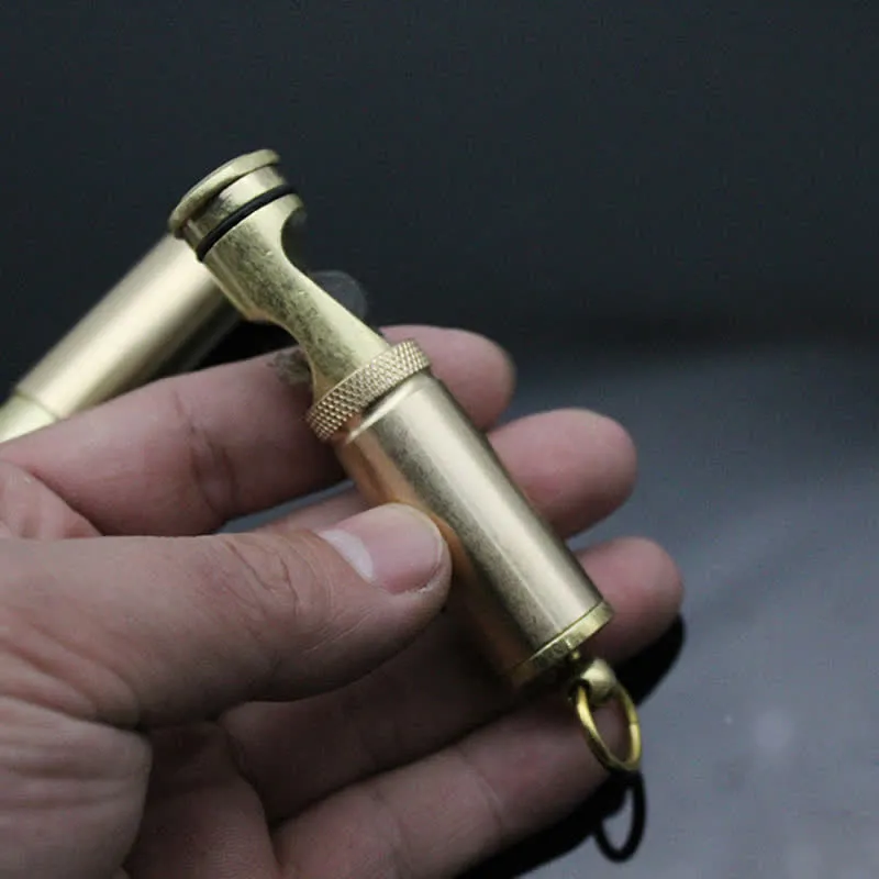 Retro Bronze Keychain Ring Portable Refillable Kerosene Lighter sold by FloralTrip product image thumbnail 5