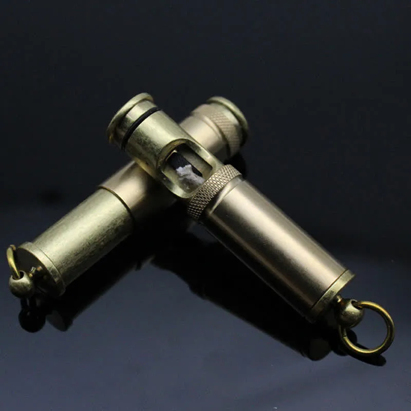 Retro Bronze Keychain Ring Portable Refillable Kerosene Lighter sold by FloralTrip product image thumbnail 4