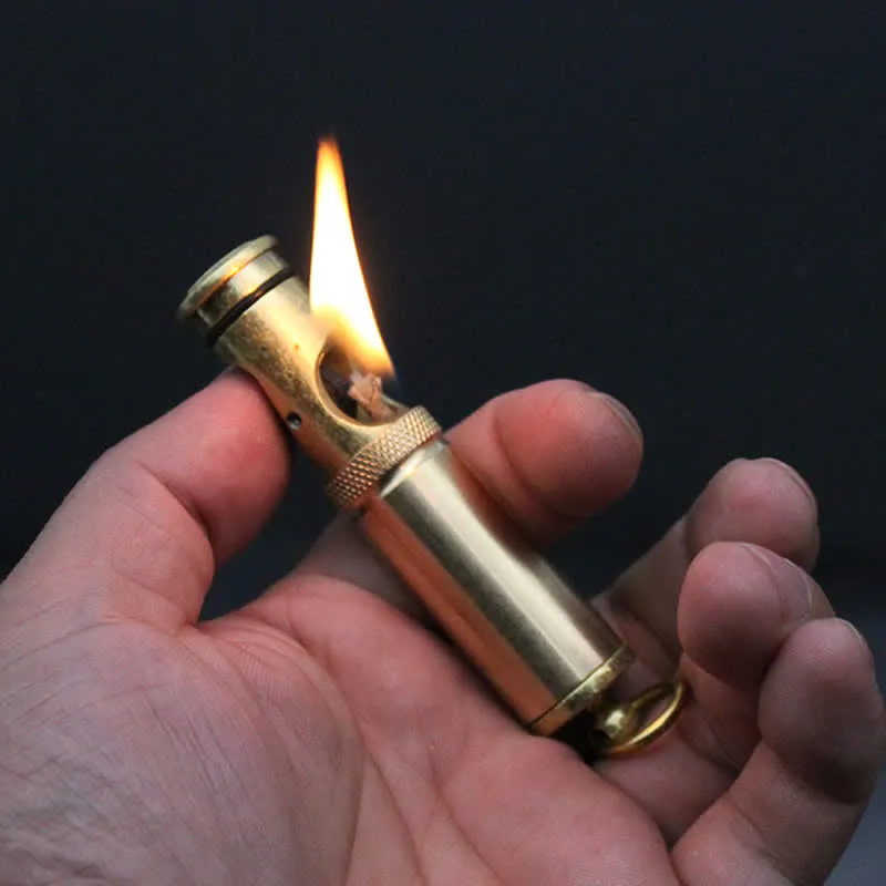 Retro Bronze Keychain Ring Portable Refillable Kerosene Lighter sold by FloralTrip product image thumbnail 3
