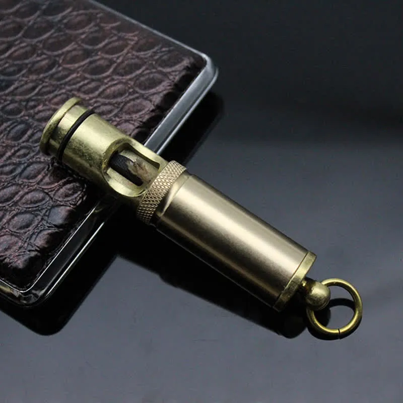 Retro Bronze Keychain Ring Portable Refillable Kerosene Lighter sold by FloralTrip product image thumbnail 2