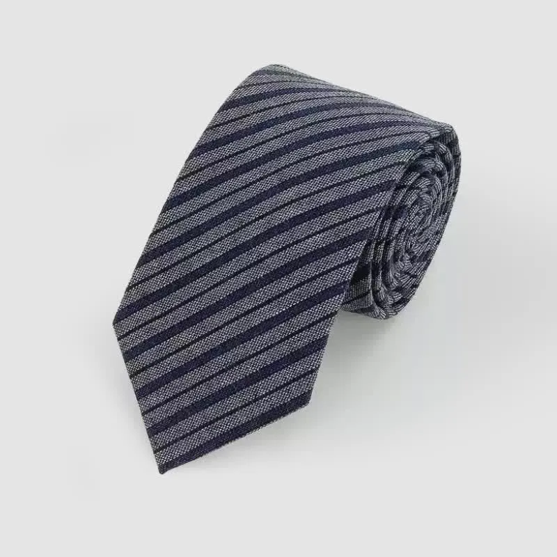 Men's Simple Classic Striped Pattern Cotton Linen Necktie sold by FloralTrip