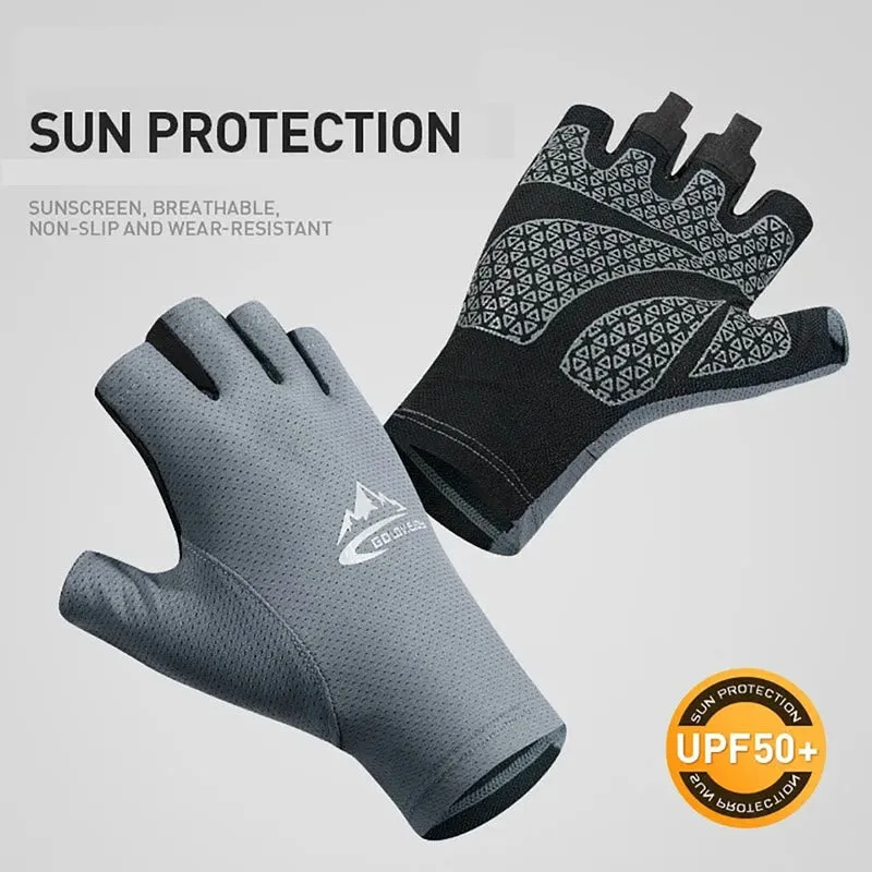 Outdoor Ice Silk Sun Protection Breathable Half Finger Gloves sold by FloralTrip product image thumbnail 5