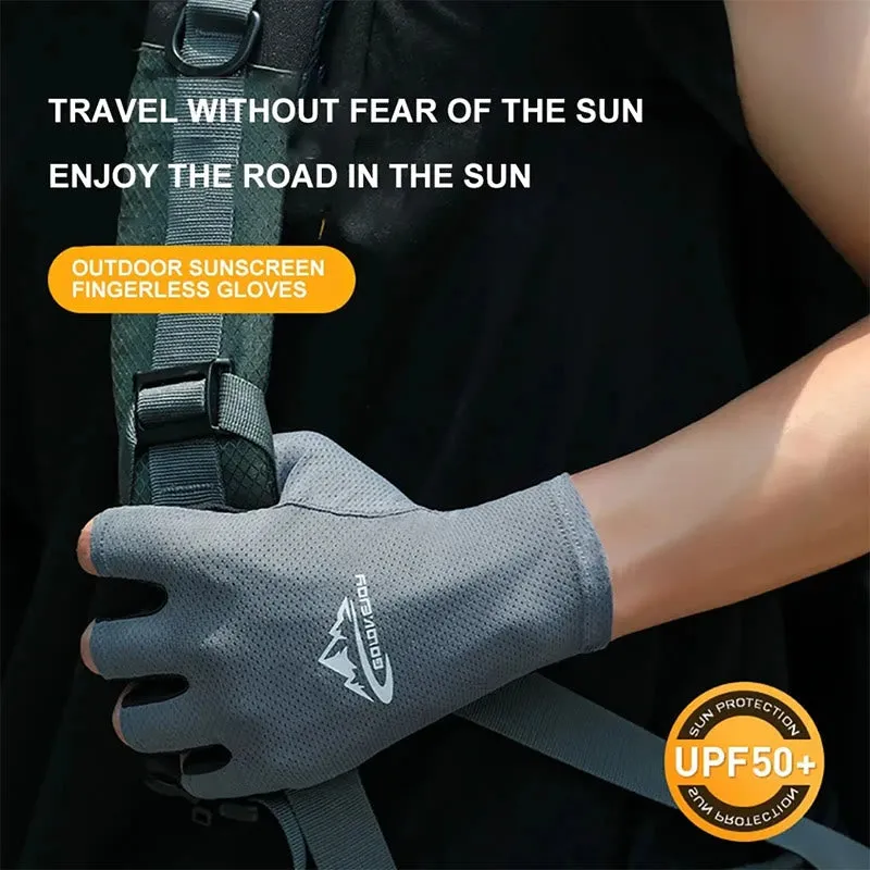 Outdoor Ice Silk Sun Protection Breathable Half Finger Gloves sold by FloralTrip product image thumbnail 3
