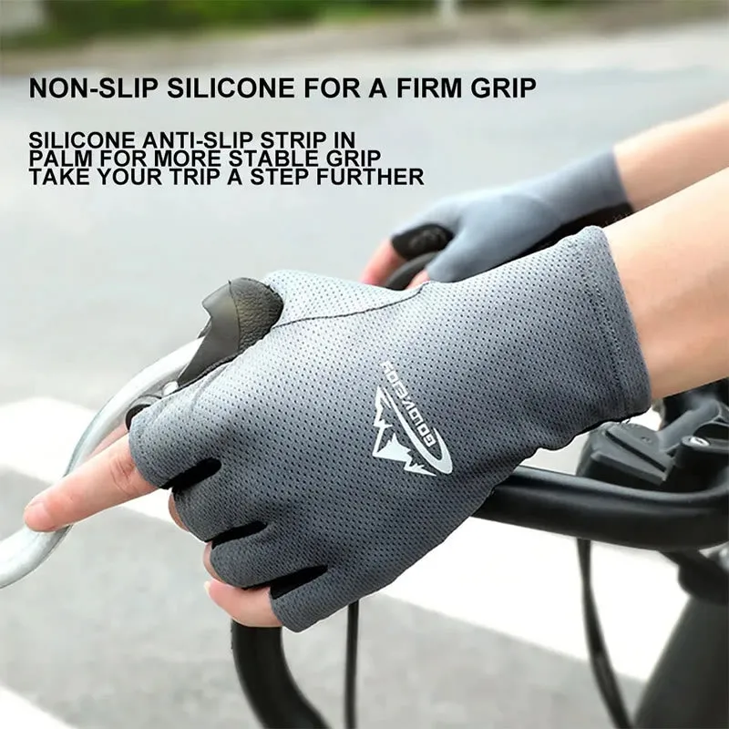 Outdoor Ice Silk Sun Protection Breathable Half Finger Gloves sold by FloralTrip product image thumbnail 2
