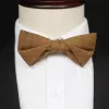 Men's Dark Goldenrod Solid Color Linen Bow Tie sold by FloralTrip