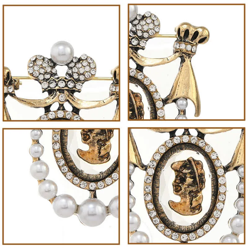 Women's Vintage Lady Face Court Style Pearl Brooch sold by FloralTrip product image thumbnail 5