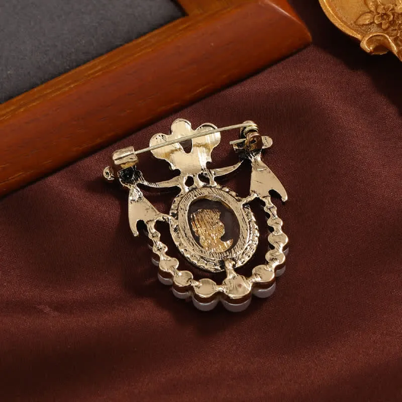 Women's Vintage Lady Face Court Style Pearl Brooch sold by FloralTrip product image thumbnail 3