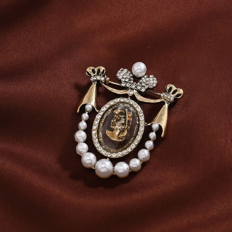 Women's Vintage Lady Face Court Style Pearl Brooch sold by FloralTrip product image thumbnail 4