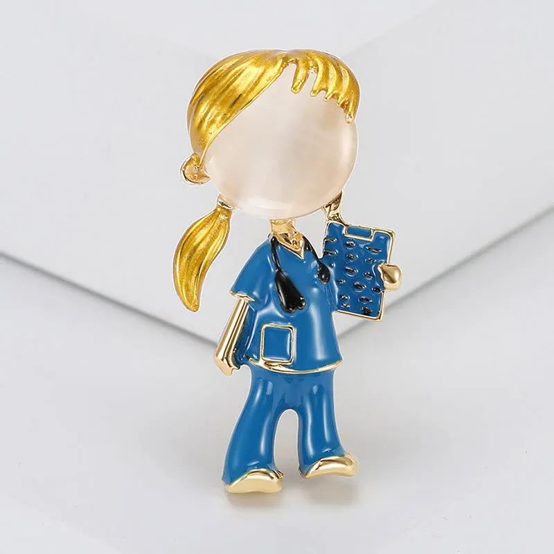 Cut Nurse Medical Series Nurse Gift Enamel Brooch sold by FloralTrip