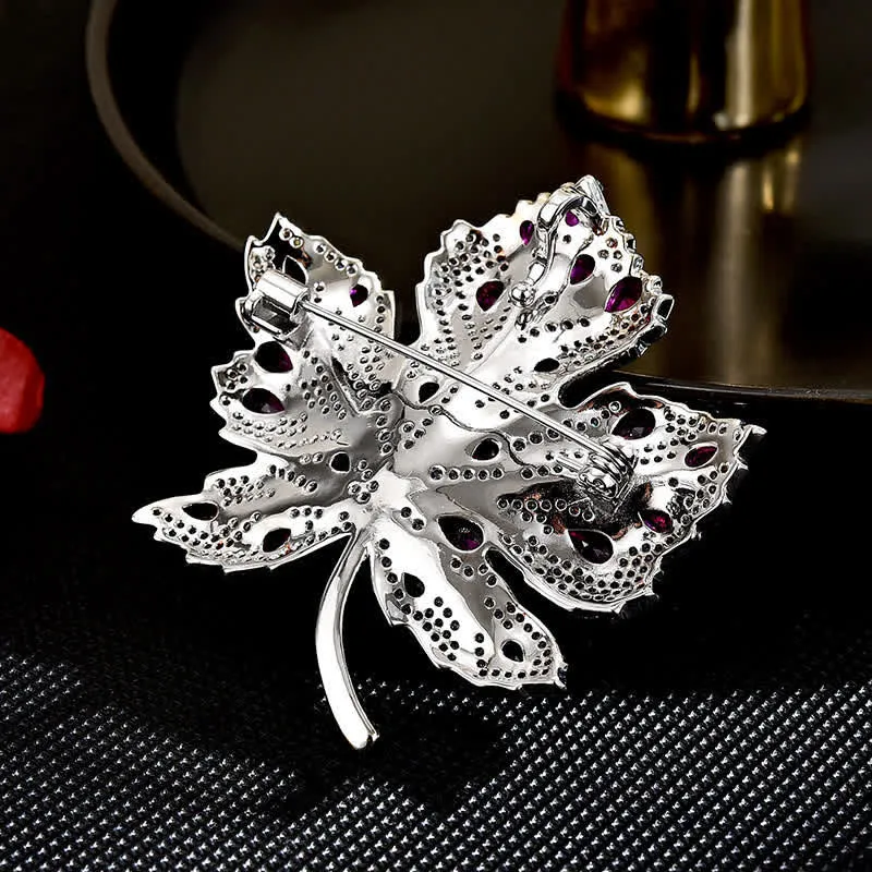 Women's Maple Leaf Pink & White Crystal Brooch sold by FloralTrip product image thumbnail 3