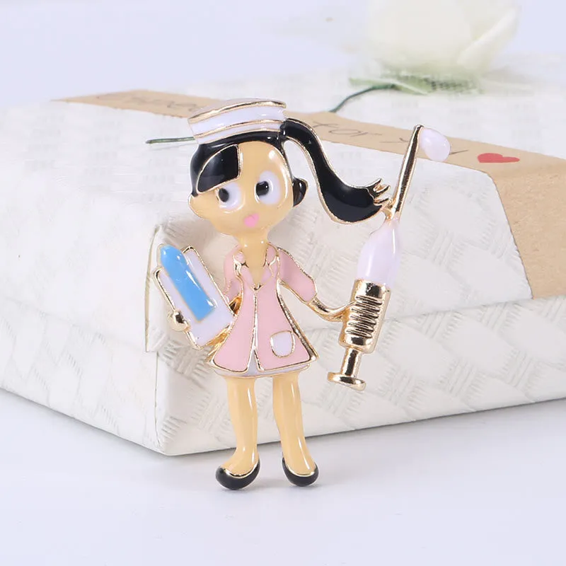 Cartoon Nurse Medical Nurse Gift Enamel Brooch sold by FloralTrip product image thumbnail 2