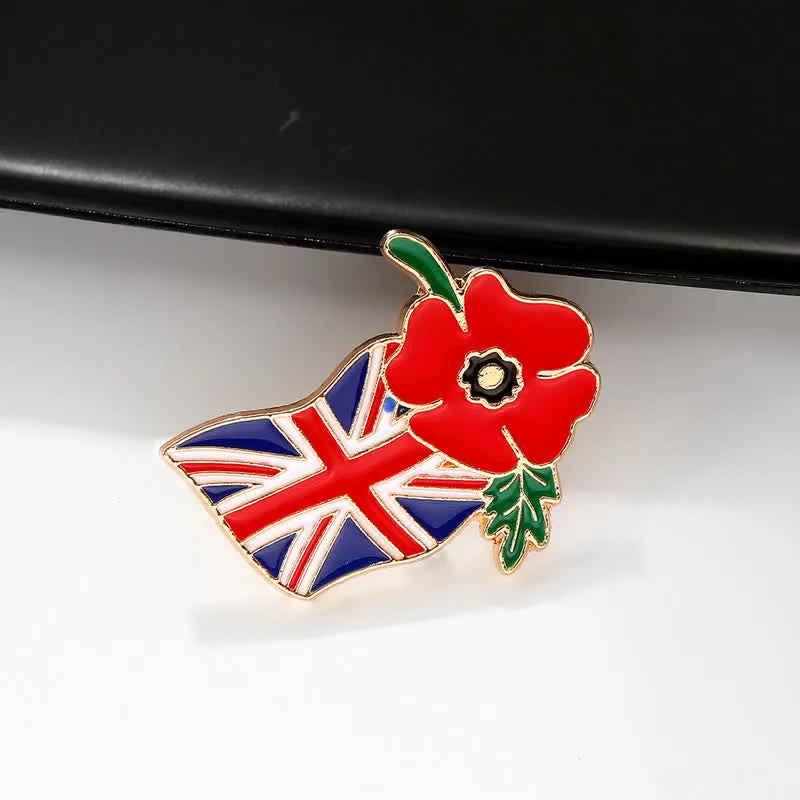 Remembrance Day Enamel Poppy Flower British Flag Brooch sold by FloralTrip product image thumbnail 4