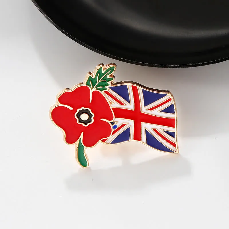 Remembrance Day Enamel Poppy Flower British Flag Brooch sold by FloralTrip product image thumbnail 2