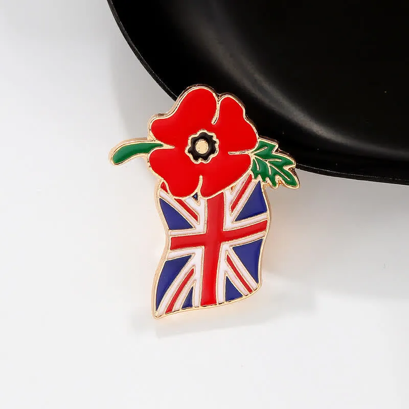 Remembrance Day Enamel Poppy Flower British Flag Brooch sold by FloralTrip product image thumbnail 3