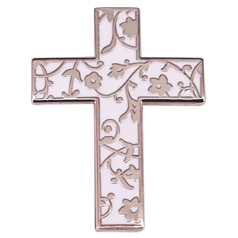 Floral Cross Enamel Pin Brooch sold by FloralTrip