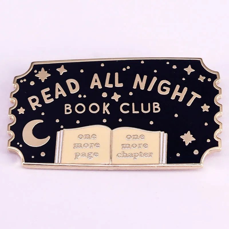 Read All Night Book Club Enamel Pin Brooch sold by FloralTrip
