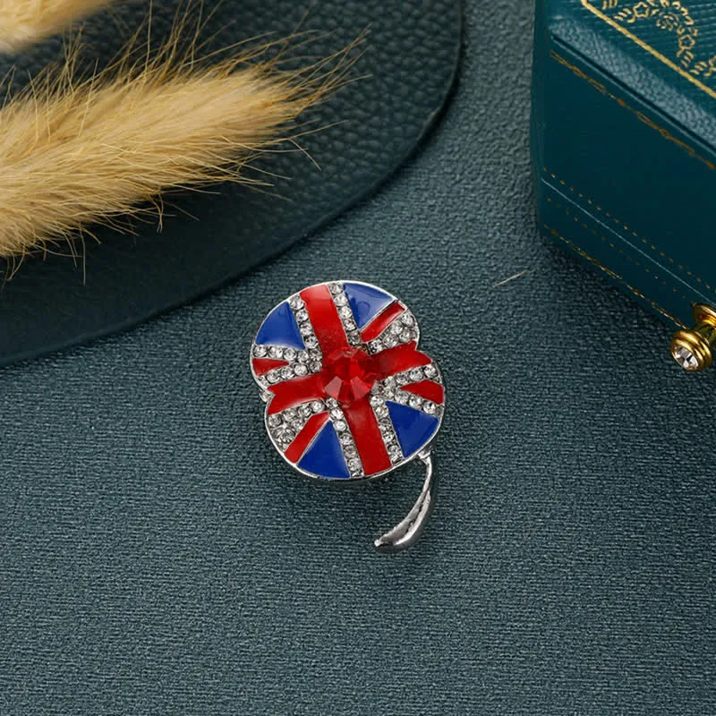 Poppy Flower Shape Enamel British Flag Brooch sold by FloralTrip