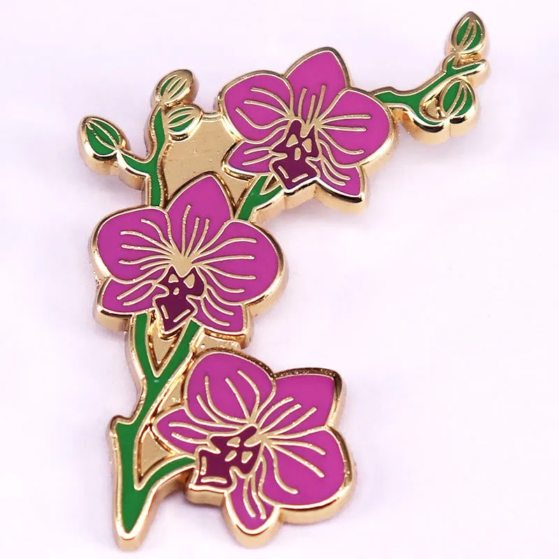 Women's Elegant Orchid Lapel Pin Enamel Brooch sold by FloralTrip