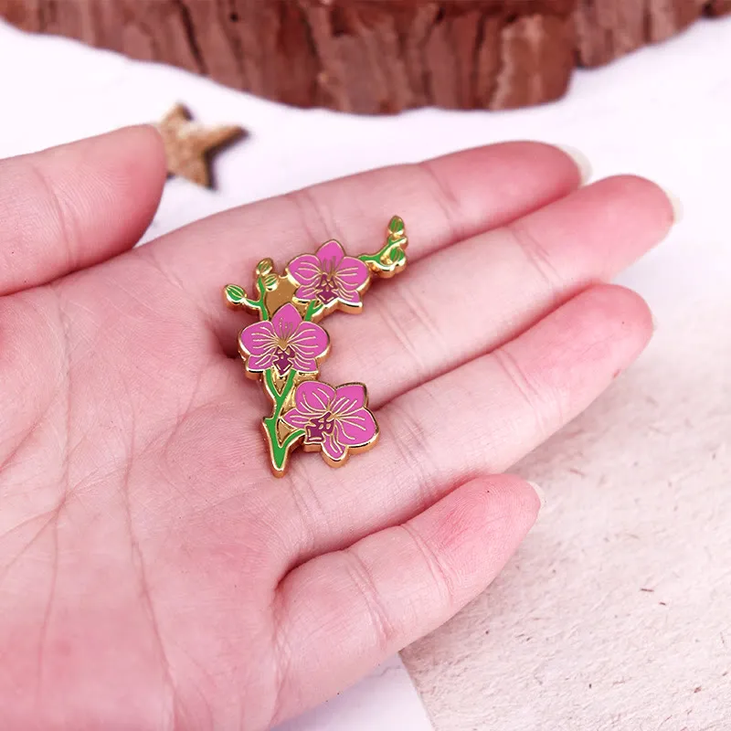 Women's Elegant Orchid Lapel Pin Enamel Brooch sold by FloralTrip product image thumbnail 3
