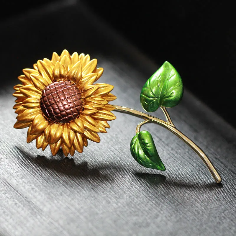 Women's Sunflower Enamel Brooch made by FloralTrip