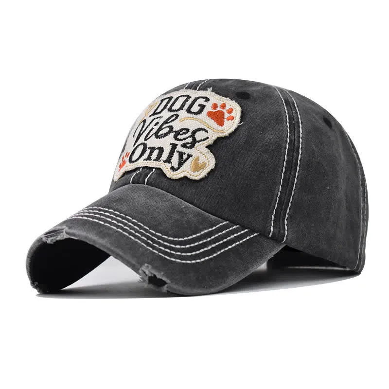 Dog Vibes Only Embroidered Washed Baseball Cap sold by FloralTrip