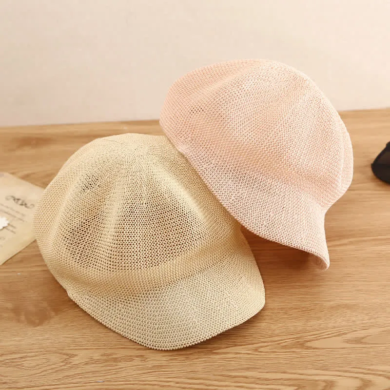 Women's Soild Color Woven Beach Straw Beret Hat sold by FloralTrip