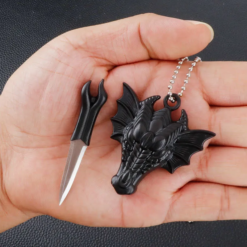 Black Dragon Skull Snake Hidden Mini Blade Tool Pendant Necklace sold by FloralTrip product image thumbnail 4