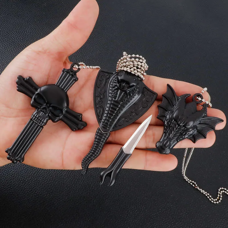 Black Dragon Skull Snake Hidden Mini Blade Tool Pendant Necklace sold by FloralTrip product image thumbnail 5