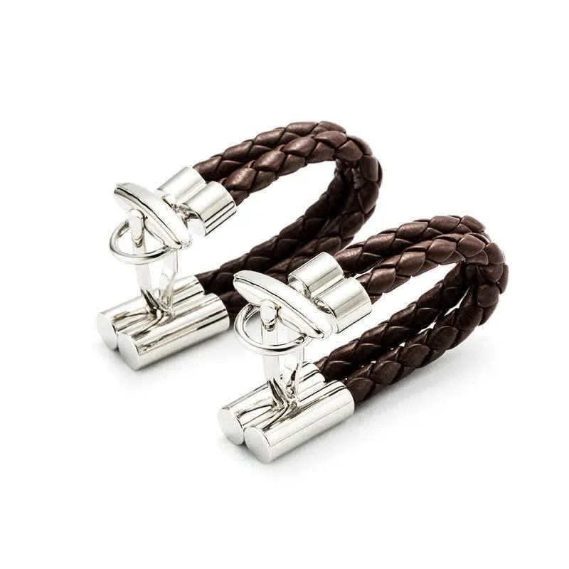 Men's 1 Pair Brown Braided Leather Rope Wrap Around Cufflinks sold by FloralTrip product image thumbnail 4
