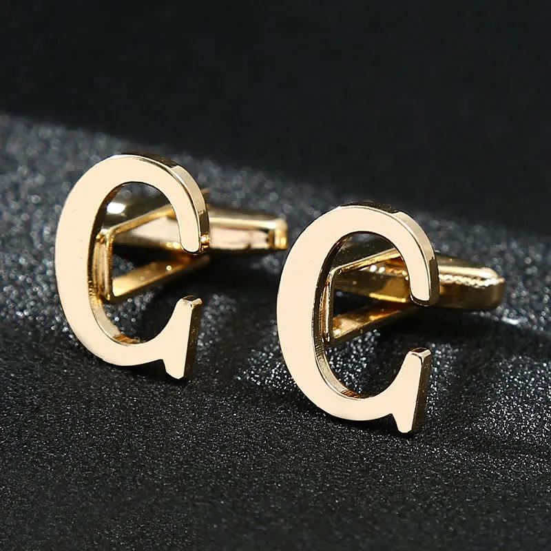 Men's 1 Pair Gold Plated Initial Letter 26 Alphabet Cufflinks sold by FloralTrip product image thumbnail 5