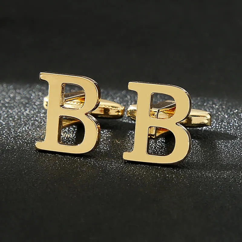 Men's 1 Pair Gold Plated Initial Letter 26 Alphabet Cufflinks sold by FloralTrip product image thumbnail 4