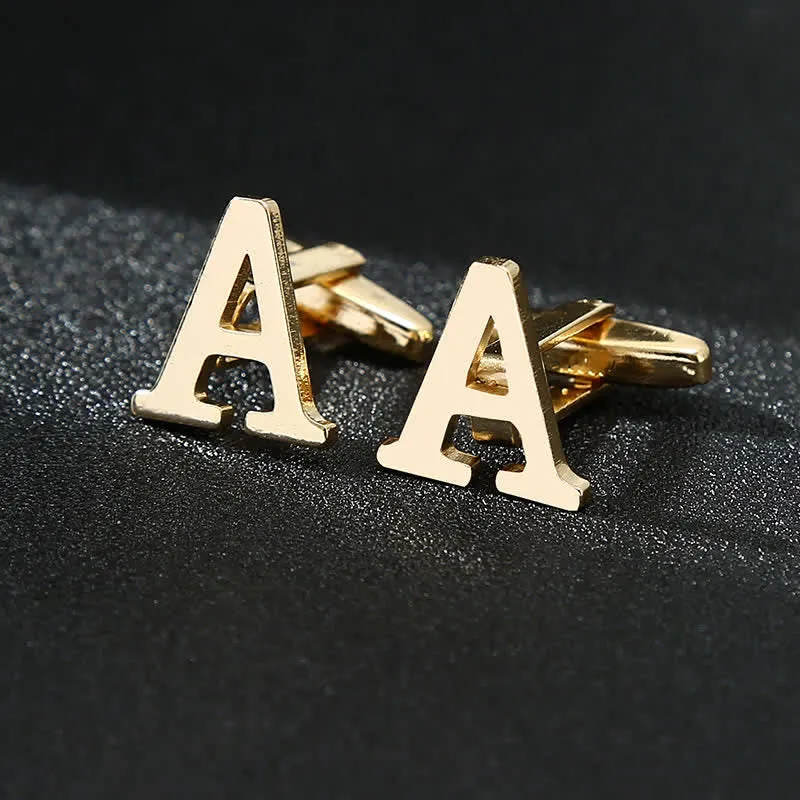 Men's 1 Pair Gold Plated Initial Letter 26 Alphabet Cufflinks sold by FloralTrip product image thumbnail 3