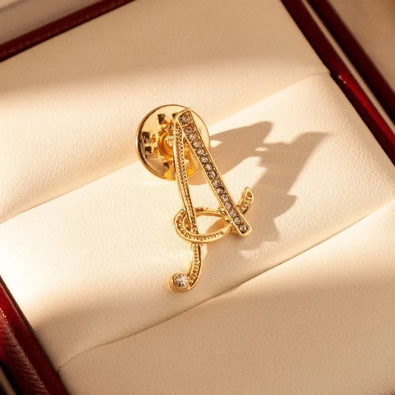 Gold Initial Letter 26 Alphabet Rhinestone Brooch sold by FloralTrip