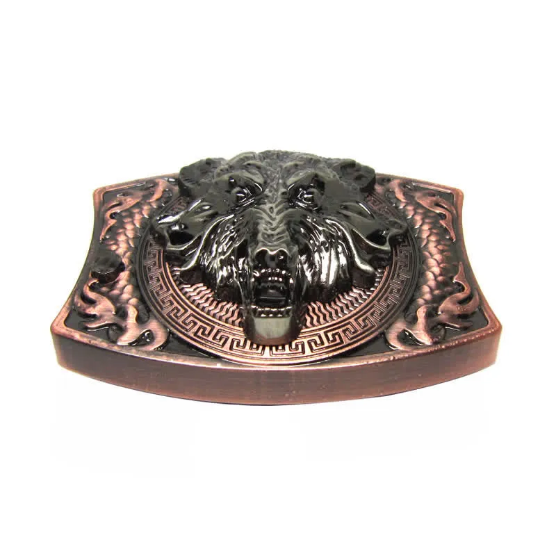 Men's DIY Fierce Wolf Hidden Folding Knife Leather Belt sold by FloralTrip product image thumbnail 3