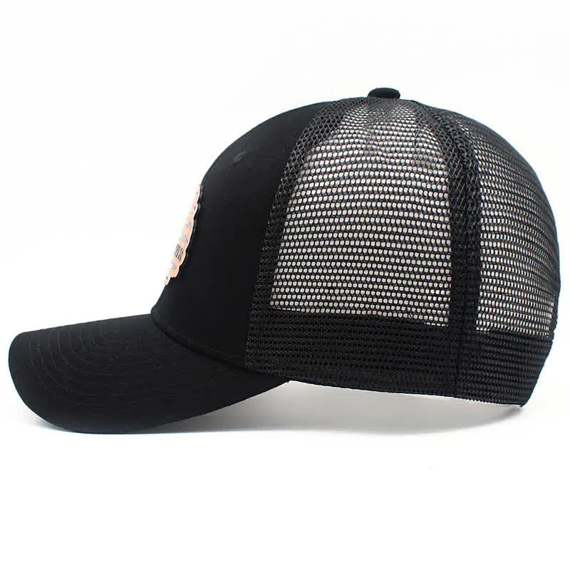 Best Dad Ever USA Flag Leather Label Patch Trucker Hat sold by FloralTrip product image thumbnail 3