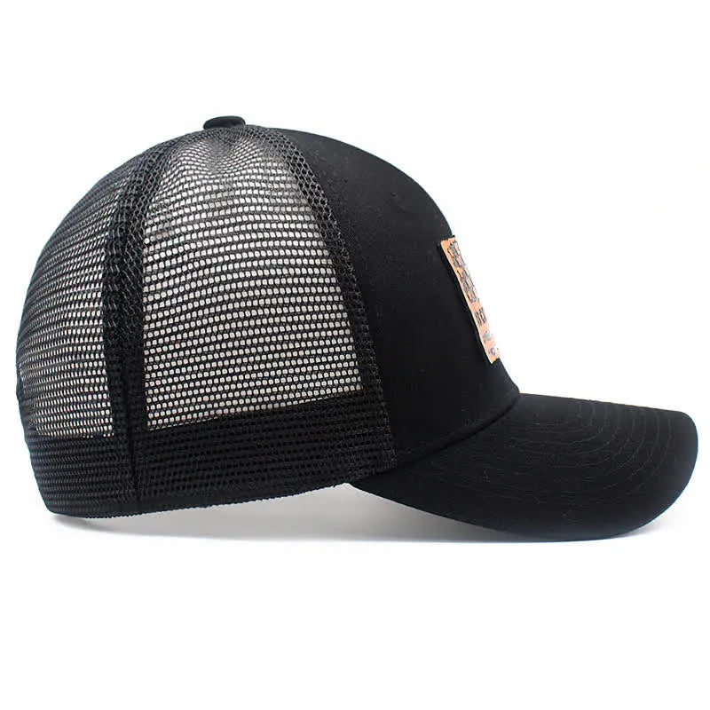 Best Dad Ever USA Flag Leather Label Patch Trucker Hat sold by FloralTrip product image thumbnail 5